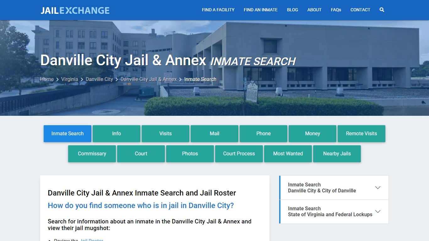 Inmate Search: Roster & Mugshots - Danville City Jail & Annex, VA
